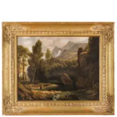 Massimo d'Azeglio, Il fantasma di Argalia con l'elmo appare a Ferraù nel fiume / Firmato e datato 1841 in basso a sinistra / Un'etichetta al retro: ricevuto lì 9 aprile 1841 in Genova, oil on canvas