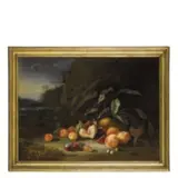 Natura morta all'aperto con frutta by Nicola van Houbraken, oil on canvas, offered Sep 2020
