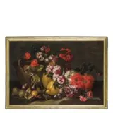 Nicola Casissa, Natura morta con frutta e fiori / Siglato NC sul vaso, oil on canvas