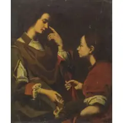 L'Arcangelo Raffaele e Tobiolo by Lorenzo Lippi, oil on canvas, offered Sep 2020