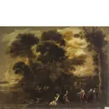 Agostino Tassi, Ritrovamento di Mosè, oil on canvas