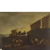 Jan Miel, Paesaggio con chiesa e figure
