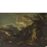 Pietro Montanini, Paesaggio con figure, oil on canvas