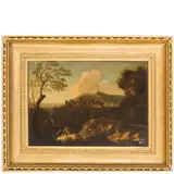 Paesaggio arcadico (veduta di Fiano Romano?) by Jan Frans van Bloemen detto L'Orizzonte, oil on canvas, offered Sep 2020