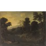 Paesaggio romano con torrente e figure by Jan Frans van Bloemen detto L'Orizzonte, oil on canvas, offered Sep 2020
