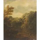 Gaspard Dughet, Paesaggio con viandante, oil on canvas