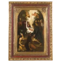 Alessandro Maganza, Bozzetto per una Adorazione dei pastori, oil on canvas applicata on panel