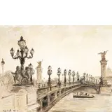 Michele Cascella, Ortona 1892 - Milano 1989 / Paris (Pont Neuf), 1962, mixed media on paper