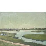 Venezia 1885 - Ghiffa (No) 1976 / Paesaggio del Brenta, 1938 by Leonardo Dudreville, oil on panel, offered Nov 2020