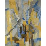 Giuseppe Ajmone, Carpignano 1923 - Carpignano 2005 / Soleil d'autunno, 1955, oil on canvas applicata on masonite