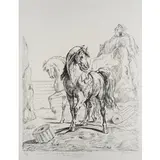 Volo 1888 - Roma 1978 / Cavalli Antichi by Giorgio de Chirico, lithograph B/N on paper, offered Nov 2020