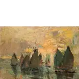 Napoli 1885 - Milano 1948 / Barche al tramonto / Firmato G Villani in basso a destra by Gennaro Villani, oil on cartoncino, offered Dec 2020