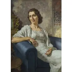 Luigi Amato, Spezzano Albanese, 1898 - Roma, 1961 / Ritratto di giovane signora in un interno / Firmato L Amato, Roma e datato 1942 in basso a sinistra, pastel on cardboard