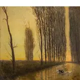 Aleardo Villa, Rovello, 1865 - Milano, 1906 / Paesaggio autunnale al tramonto / Firmato A Villa in basso a destra