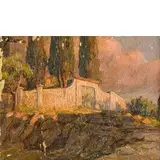 Giovanni Battista Crema, Ferrara 1883 - Roma 1964 / Paesaggio con villa / Firmato G B Crema in alto a sinistra
