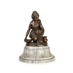 Charles Cumberworth, Arrondissement di Verdun, 1811 - Parigi, 1852 / Donna nubiana alla fonte / Firmato Cumberworth sulla base, bronze