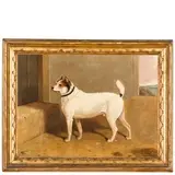 Edwin Cooper, Inghilterra, 1785 - 1833 / Cane sull'uscio / Firmato E Cooper pinx e datato 1829 in basso a destra / Monogramma WWC inciso a fuoco, oil on canvas