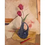 Paride Castellan, Gradisca d'Isonzo, 1911 - Firenze, 1988 / Natura morta con vaso di fiori / Firmato P Castellan in basso a destra, oil on tavoletta