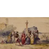 Consalvo Carelli, Napoli, 1818 - 1910 / Paesaggio con scena storica / Firmato Consalvo Carelli, Napoli in basso a sinistra