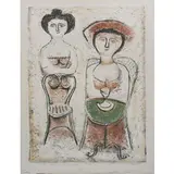 Massimo Campigli, Berlino 1895-St. Tropez 1971 / L'attente, 1953, lithograph a colori on paper