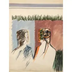 Mario Rossello, Savona 1927-Milano 2001 / Due figure, 1969, mixed media on paper