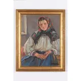 Uzhgorod, 1911 - 1987 / Ritratto di contadina / Firmato A Kotska in basso a destra by Andrey Andreevich Kotska, oil on canvas, offered Apr 2021