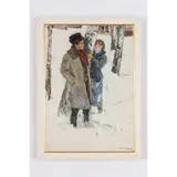 Grigoriy Stepanovich Vasetskiy, Novoivanovka, 1928 / Ragazzi nel parco innevato / Firmato e datato 1961 in basso a destra