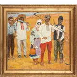 Grigoriy Stepanovich Vasetskiy, Novoivanovka, 1928 / Ritorno dai campi / Firmato in basso a sinistra, oil on canvas