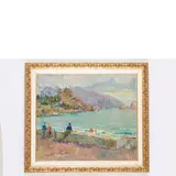 Vasiliy Dmitrievich Chegodar, Chervonyy Yar, 1918 - Kiev, 1989 / Veduta marina con figure / Firmato Chegodar e datato 67 in basso a destra, oil on canvas