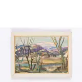 Uzhgorod, 1911 - 1987 / Paesaggio fluviale / Firmato A Kotska in basso a destra by Andrey Andreevich Kotska, oil on cardboard, offered Apr 2021