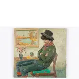 Sergey Alekseevich Grigoryev, Lugansk, 1910 - Kiev, 1988 / Ragazzo in un interno / Firmato S A Grigoryev e datato 1979 in basso a destra