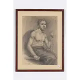 Chabarovsk, 1908 - Leningrado, 1984 / Ritratto di giovane con bastone / Firmato e datato 1946 in basso a sinistra by Anatoliy Alekseevich Kazantsev, pencil on paper, offered Apr 2021
