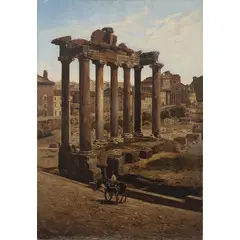 Stefano Donadoni, Bergamo, 1844 - Roma, 1911 / Via della Consolazione e il Foro Romano, oil on canvas