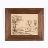 Roma, 1819 - 1904 / Paesaggio con alberi by Giovanni Battista Camuccini, Disegno su carta, offered Jun 2021
