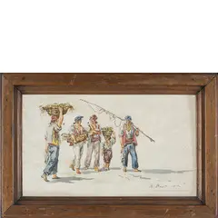 Roma 1781 - 1835 / Ritorno dal raccolto / Firmato B Pinelli e datato 1817 in basso a destra by Bartolomeo Pinelli, watercolour on paper, offered Jun 2021
