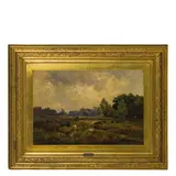 Alfred de Breanski, Greenwich, 1852 - 1928 / Paesaggio con mucche / Firmato A D e Breansky e datato 1876 in basso a sinistra