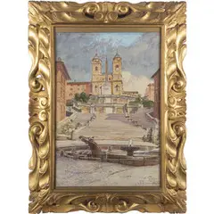 Ettore Ximenes, Palermo 1855 - Roma 1926 / Veduta di Piazza di Spagna / Firmato E Ximenes in basso a destra, watercolour on paper