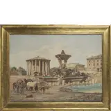 Nola 1843 - San Paolo Belsito 1893 / Piazza della Bocca della Verità e il tempio di Vesta / Firmato Costantini in basso a destra by Giuseppe Costantini, watercolour on paper, offered Jun 2021