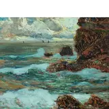 Giuseppe Sacheri, Genova, 1863 - Pianfei, 1950 / Mareggiata, oil on cardboard