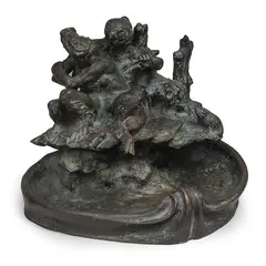 Edgardo Simone, Brindisi, 1890 - Hollywood, 1948 / Fauno e Ninfa / Firmato Simone e timbro di fonderia sulla base, bronze