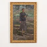 Danil Ivanovich Bezugly, Ivanivtsi, 1914 - Kiev, 1977 / Donna con mazzo di fiori 1966 / Firmato Bezugly in basso a destra