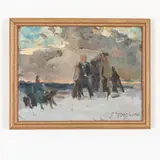 Dnepropetrovsk, 1918 - Kiev, 1999 / Paesaggio con figure / Firmato V Puzyrkov e datato 1946 in basso a destra by Victor Grigorovich Puzyrkov, oil on cardboard, offered Jul 2021
