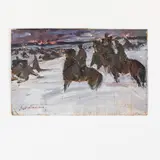Zemlyanye Khutory, 1926 - Kiev, 2003 / Studio per il quadro In battaglia per Mosca, Generale Dovator / Firmato V Shatalin in basso a sinistra by Victor Vasilievich Shatalin, oil on cardboard, offered Jul 2021
