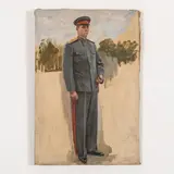 Zhitomyr, 1914 - 1984 / Figura di militare / Firmato Koshtelanchuk e datato 49 in basso a destra by Leonty Pylypovich Koshtelanchuk, oil on canvas, offered Jul 2021