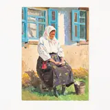 Evgeny Nisonovich Levin, Kharkiv, 1922 - 1993 / Anziana contadina, oil on cardboard