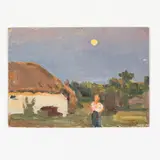Velyka Rogozyanka, 1915 - Kharkiv, 1994 / Paesaggio con figura al chiaro di luna / Firmato G Tom in basso a destra by Grigoryi Oleksiyovich Tomenko, oil on cardboard, offered Jul 2021