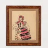 Smolensk, 1917 - Kiev, 2005 / Ritratto di giovane contadina con foulard rosa / Firmato T Yablonska e datato 63 in basso a destra by Tetyana Nylivna Yablonska, pastel on paper, offered Jul 2021