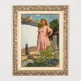 Smolensk, 1917 - Kiev, 2005 / Donna in abito rosa in un cortile / Firmato in basso a destra by Tetyana Nylivna Yablonska, oil on canvas, offered Jul 2021