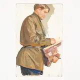 Kharki, 1908 - Kiev, 1985 / Soldato by Georgy Stepanovich Melikhov, oil on cardboard, offered Jul 2021