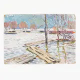 Oleksandr Mykhailovich Lopukhov, Gorodnya 1925 - Kiev, 2009 / Paesaggio lacustre / Firmato e datato 67 in alto a sinistra